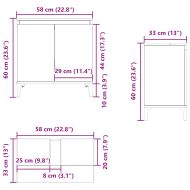 Шкаф за мивка, опушен дъб, 58x33x60 см, инженерно дърво