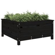 Градински сандък, черен, 82,5x82,5x39 см, бор масив