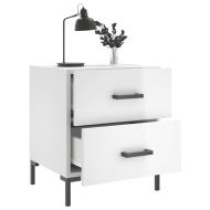 Нощни шкафчета, 2 бр, бял гланц, 40x35x47,5 см, инженерно дърво