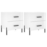 Нощни шкафчета, 2 бр, бял гланц, 40x35x47,5 см, инженерно дърво