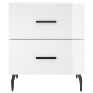 Нощни шкафчета, 2 бр, бял гланц, 40x35x47,5 см, инженерно дърво