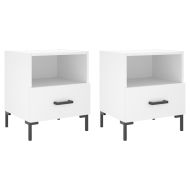Нощни шкафчета, 2 бр, бели, 40x35x47,5 см, инженерно дърво