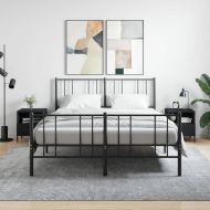 Нощни шкафчета, 2 бр, черни, 40x35x47,5 см, инженерно дърво