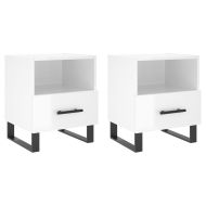 Нощни шкафчета, 2 бр, бял гланц, 40x35x47,5 см, инженерно дърво