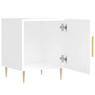 Нощни шкафчета 2 бр бял гланц 40x40x50 см инженерно дърво