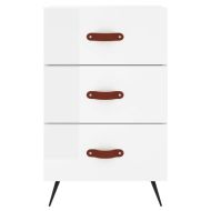 Нощно шкафче, бял гланц, 40x40x66 см, инженерно дърво