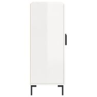 Сайдборд, бял гланц, 69,5x34x90 см, инженерно дърво