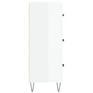 Сайдборд, бял гланц, 69,5x34x90 см, инженерно дърво