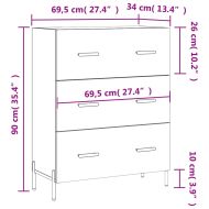 Сайдборд, бетонно сив, 69,5x34x90 см, инженерно дърво
