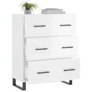 Сайдборд, бял гланц, 69,5x34x90 см, инженерно дърво