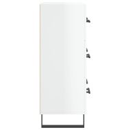 Сайдборд, бял гланц, 69,5x34x90 см, инженерно дърво