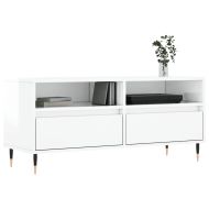 ТВ шкаф бял гланц 100x34,5x44,5 см инженерно дърво