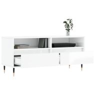 ТВ шкаф бял гланц 100x34,5x44,5 см инженерно дърво