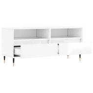 ТВ шкаф бял гланц 100x34,5x44,5 см инженерно дърво
