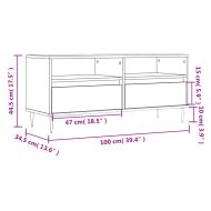 ТВ шкаф бял гланц 100x34,5x44,5 см инженерно дърво