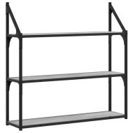 Стенен рафт на 3 нива сив сонома 80x21x78,5 см инженерно дърво