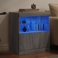 Сайдборд с LED светлини, сив сонома, 60x37x67 см