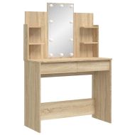 Тоалетка с LED лампи, сонома дъб, 96x40x142 см
