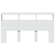 Табла шкаф с LED, бял, 180x17x102 см