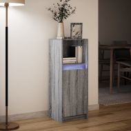 Сайдборд с LED, сив сонома, 38x34x100 см, инженерно дърво