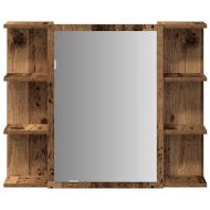 Огледален шкаф за баня от старо дърво 80x20,5x64 cm