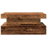 Маса за кафе с LED осветление, старо дърво, 90x50x40 см