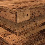 Маса за кафе с LED осветление, старо дърво, 90x50x40 см