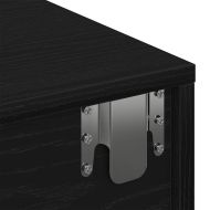 Стенен рафт с чекмеджета, черен, 80x33x17 см, инженерно дърво