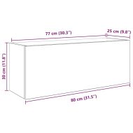 Стенен шкаф за баня, бетонно сив, 80x25x30 см, инженерно дърво