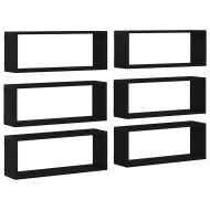 Стени за рафтове с рафт 6 pcs Черния дъб 60 x 15 x 23 cm