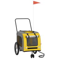 Ремарке за колело за любимци жълт и сив Оксфорд плат и желязо