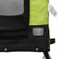 Ремарке за колело за любимци зелено черно Оксфорд плат и желязо