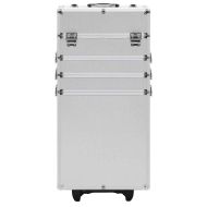 Куфар за грим на колелца, алуминий, сребрист