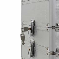 Куфар за грим на колелца, алуминий, сребрист