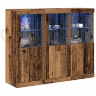 LED конзолна маса 3 pcs Старо дърво 123 x 37 x 100 см