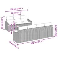 Градински Софа Комплект със съхранение 8 pcs Черно полиратан