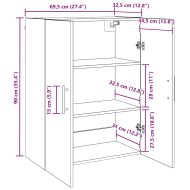 Стенно шкафче 2 pcs Дъб 69,5 x 34 x 90 см Инженерно дърво