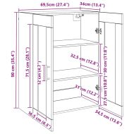Стенни шкафове 2 pcs Черен дъб 69,5 x 34 x 90 см