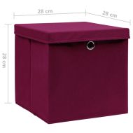 Кутии за съхранение с капаци 4 бр 28x28x28 см тъмночервени