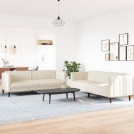 Комплект дивани 2 части кремав текстил