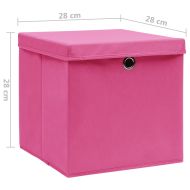 Кутии за съхранение с капаци 4 бр 28x28x28 см розови