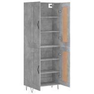 Висок шкаф, бетонно сив, 69,5x34x180 см, инженерно дърво