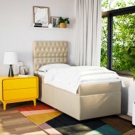 Боксспринг легло с матрак, кремаво, 100x200 см, плат