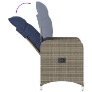 Градински стол с възглавници, сив, полиратан