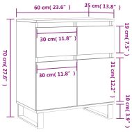 Сайдборд, бял, 60x35x70 см, инженерно дърво