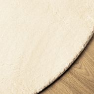 Килим HUARTE с къс косъм, мек и миещ се, кремав, Ø 200 см