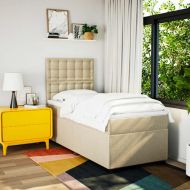 Боксспринг легло с матрак, кремаво, 100x200 см, плат