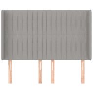 Горна табла за легло с уши, светлосива, 147x16x118/128 см, плат