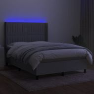 Боксспринг легло с матрак и LED, светлосиво, 140x190 см, плат