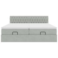 Османска легло с матраци, светлосиво, 200x200 см, кадифе